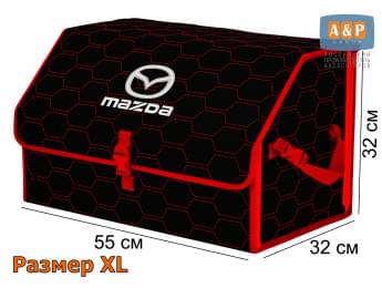 Органайзер-саквояж "Союз" в багажник Mazda (Мазда), размер XL. Цвет: черный с красной прострочкой Соты.